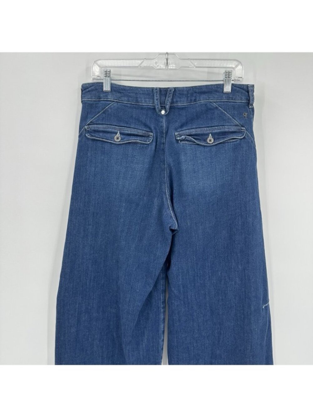 Pilcro Wide-Leg Flare Jeans in Medium Blue - Picture 6 of 11